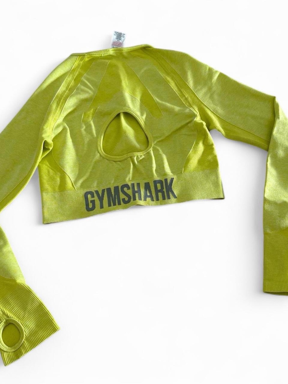 Gymshark Lime Green Long Sleeve Crop Top with Back Cutout size L